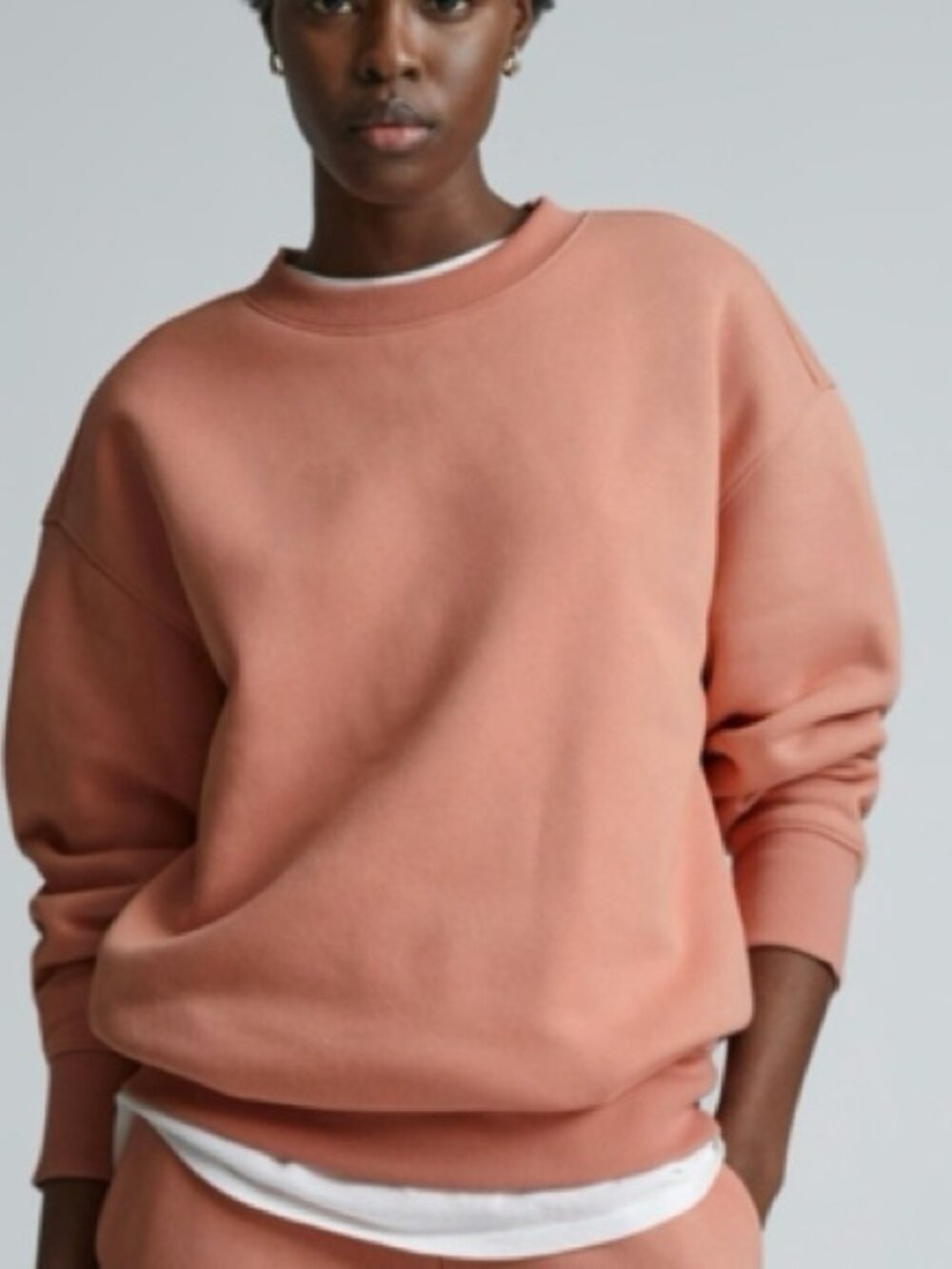 Everlane ReTrack Sweatshirt Salmon Pink Oversized Crewneck Pullover size Small